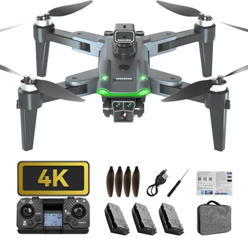 Drones with Camera 4K Professional, GPS Auto Return, 60 Mins Long Flight Time, Brushless Motor, One Key Takeoff/Landing, Includes Carrying Case & 3 Batteries, Drone for Beginners and Adults(Black)