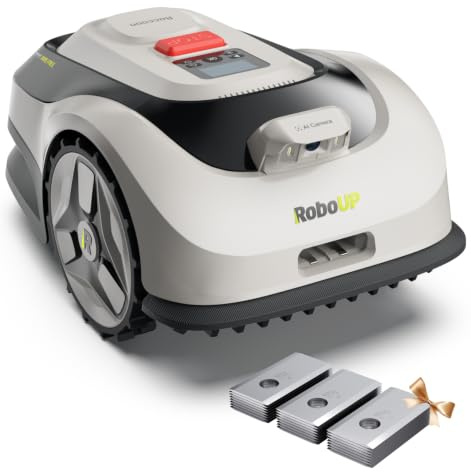 RoboUP Raccoon 2 SE Robot Tondeuse-600m², sans Fil Périphérique sans RTK | Prêt à l'Emploi, Tonte Parallèle de Carte Complète, 5Ah Recharge Rapide & 150mins Autonomie Longue, Tonte Efficace