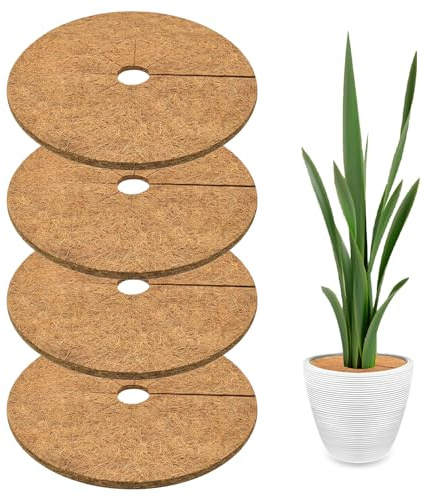 GUOYOU 4 stycken runda mjuka kokosmattor 25 cm, andningsbar frostskyddsmatta, nötningsbeständig köldskyddsmatta för växtskydd, perfekt för utomhuskrukväxter övervintring (brun)