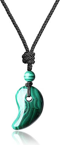 COAI Collier Ajustable Magatama Pendentif Malachite Homme Femme