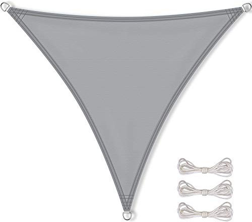 CelinaSun Sonnensegel wasserdicht PES Dreieck gleichseitig 3,6x3,6x3,6m hell grau UPF 50+ Premium Sonnenschutz inkl Befestigungsseile