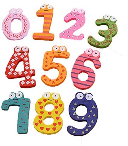 Brussels08 10Pcs Cute Wooden Fridge Magnet Number 0-9 Colorful Numbers Refrigerator Stickers Kid Education Fun Toy Symbol Learning Set for Preschool Learning Counting Math Symbols Multicolored