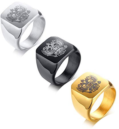 Aundiz Edelstahl Ring Russisches Nationalemblem Ring mit Gravur Kostenlos Geburstag Geschenk Geschäft Geschenk Gold Ring Herren Ring