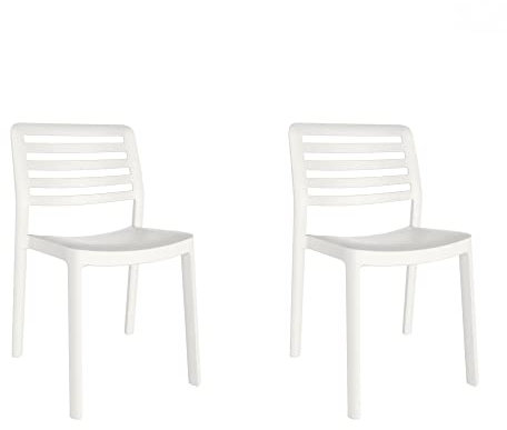 resol grupo GARBAR Wind Set 2 Silla Interior, Exterior | jardín, terraza, balcón, Salon, Cocina, Comedor | diseño, Ligero, apilable | Blanco