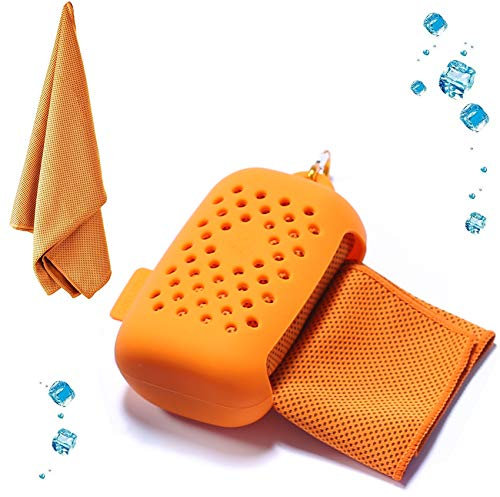 EasyULT kühlendes Handtuch, Kühltuch Kühlhandtuch, Mikrofaser Handtücher Schnelltrocknend Sporthandtuch Strandhandtuch Reisehandtuch für Fitness Gym Yoga and Outdoor Sports(Orange)