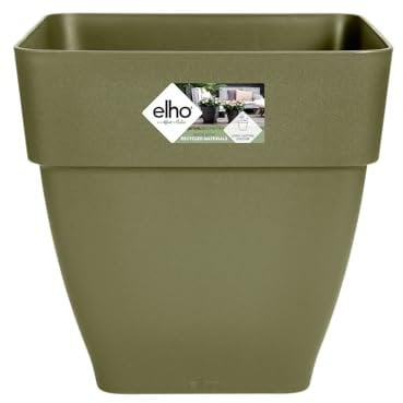 Elho Vibia Campana Carré 30 - Pot De Fleurs pour Extérieur - Ø 28.8 x H 28.2 cm - Vert/Vert Cendré