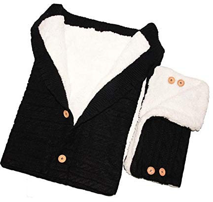 Schlafsack Baby Neugeborener Kinderwagen Schlafsack Winter Warme Decke Baby Schlafsack + Handlauf 2Er-Set-Schwarz