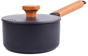 Cdycam Milk Pan 16cm Yukihira Stainless Steel Saucepan Multifunctional Sauce Pot with Wooden Handle (16cm, Carbon Steel)
