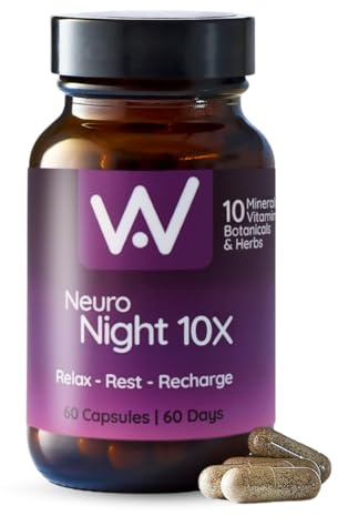 WELL ACTUALLY Neuro Night 10X Advanced Non Melatonin Sleep Supplement | Sleep Support Capsules for Adults to Relax & Unwind with Magnesium, Griffonia, Montmorency Cherry, 60 Capsules