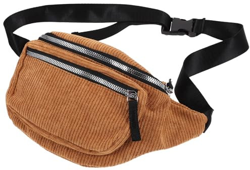 Braune Cord Bauchtasche Damen, Umhängetasche Mit Verstellbarem Schultergurt, Gürteltasche Mit 2 Reißverschlusstaschen Für Freizeit, Reisen Und Einkaufen