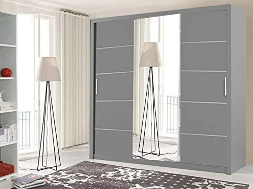 Modish Lyon 2 and 3 sliding door wardrobe (250cm, Grey)