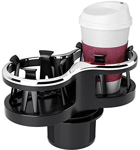 Car Cup Holder Double Hole, Buggy Cup Holder Universal, Car Drink Holders, Car Cup Holder Expander Adapter, Car Cup Holders for Hot Drinks, Adjustable Expand Tray Organiser Interior Accessories 2 In 1