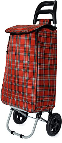 Casa&Casa Einkaufstrolley mit Schottenkaro, 45 l, großes Fassungsvermögen, eleganter und Faltbarer Einkaufswagen für Lebensmittel, 2 Räder, Thermoauskleidung, maßgeschneiderte Designs
