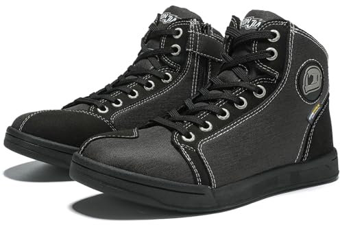 IRON JIA'S Scarpe da moto Uomo Street Bike Accessori casual Stivali da moto urbani impermeabili Sneakers antiscivolo (Nero, numeric_40)