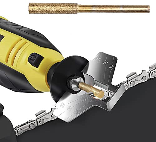 Afilador de cadenas de motosierra, 20pcs Afilador de Motosierra de Diamante, Kit de Lima Giratoria, Lima para motosierra para Sierra de Cadena, Piedra, Madera(4mm-Oro)