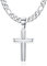 Krfy Kreuz Kette 925 Silber mit Figarokette aus Edelstahl Zarte Hochglanzpolierte Abgeschrägte Kante Kreuzanhänger Halskette Kreuzkette für Männer und Frauen 18/20/22/24/26/30 Zoll