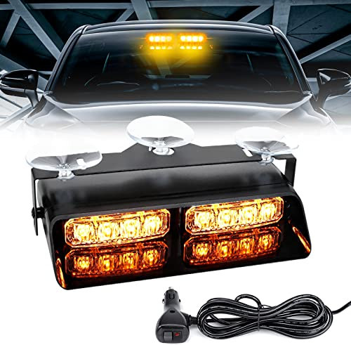 I LITTON 1 pz LED Luce Faro di Emergenza 12V-24V Parabrezza LED Lampeggiante Strobe Dash Light Bar (Ambra)
