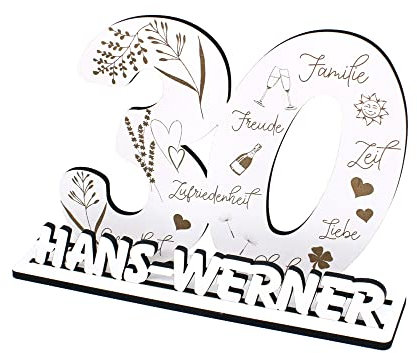 Dekolando Geschenk Geschenke 30 Jahre Deko Aufsteller mit Namen personalisiert - Zahl Zahlen 30sten Geburtstag 30er Jubiläum Tischdeko zum verschenken