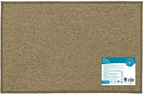 JVL Eden Machine Washable Latex Backed Doormat, 50x80cm, Latte