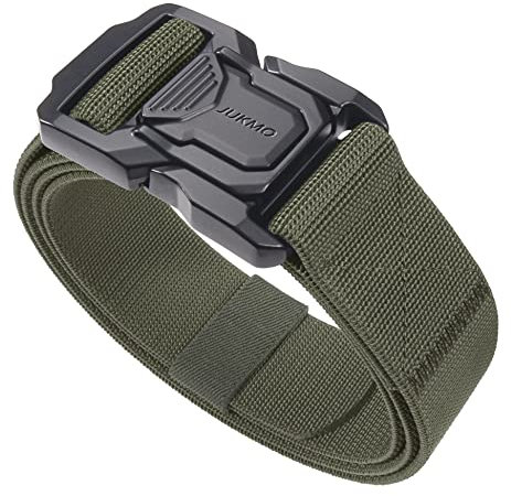 JUKMO Taktischer Gürtel, Militär Wandern 3,8cm Arbeit Gürtel mit Schnellverschluss Schwere Schnalle (Grün, M-für Taille 91cm-105cm (Länge 125cm))