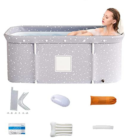 Tragbare faltbare Badewanne,Separates Familienbad SPA-Badewanne, um die Temperatur zu halten verdickte mehrschichtige Badewanne, Gebrauch Zum Baden, Einweichen und Warmhalten. (Grauer Stern)