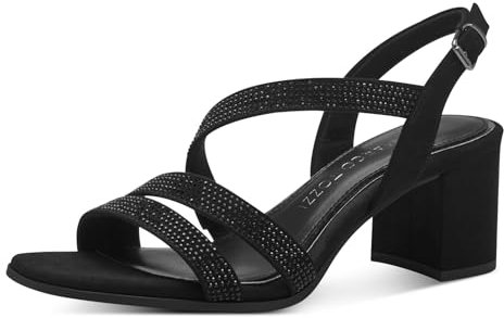 MARCO TOZZI Damen Sandalen mit Absatz Glitzer Vegan, Schwarz (Schwarz), 40 EU
