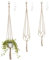 JZK 3 perchas de macramé de 90 cm, 100 cm y 120 cm con gancho, soporte para macetas de cuerda de yute, maceta colgante de red con borla, cesta colgante de interior para plantas de interior