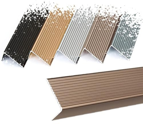 HCZION Stufenkantenprofil 120cm, Metall-Treppenkantenprofil, Treppenkantenschutz, Rutschfeste Treppenkante, Winkelprofil Für Holz-/Vinyl-/Fliesentreppen (Color : Champagne, Size : 15pcs-36/90cm)
