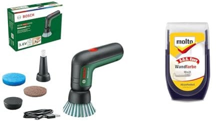 Bosch Home and Garden Akku Reinigungsbürste UniversalBrush & Molto S.O.S easy Wandfarbe 30ml, weiss