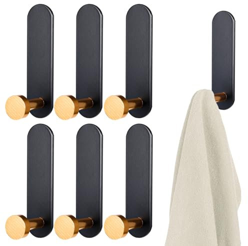 Garderobenhaken Selbstklebend Haken, Handtuchhalter Ohne Bohren Garderobenhaken Schwarz, Handtuchhaken Ohne Bohren, Garderobe Haken für Badezimmer, Schlafzimmer, Tür, Schrank, Flure, 6 Stück