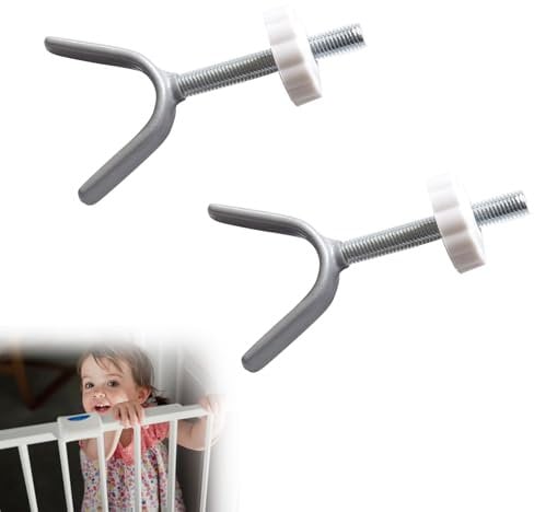 Aste Filettate per Mandrino, M10 Mandrino Vite Bulloni, Staffe Y Adattatore per Ringhiere Scale per Cancelletto, Bulloni a Vite Accessori per Cancelletto Bambini a Pressione, Forma di Y, Bianco,2Pezzi