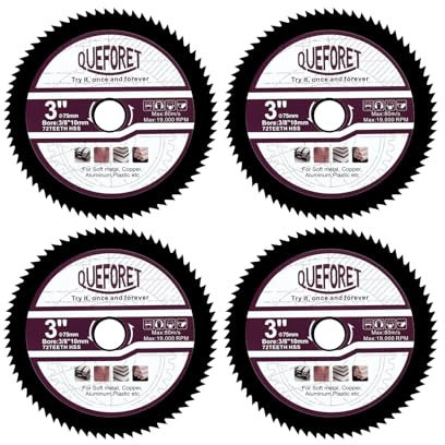 QUEFORET Dischi da Taglio HSS 75mm 4 Pezzi - Lame per Seghe per Metallo Rame Alluminio, con Albero da 10mm