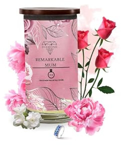 Diamond Empire Remarkable Mum Candle with Surprise Jewellery Inside (Surprise Jewelry Valued up to £2,500) 2 Wick Candle (Burn up to 120 H) (Ring R/S)
