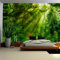 Skcess Wandteppich Wald XXL Tapestry Grün Wandteppich Baum Sonnenaufgang Landschaft Wandtücher Tapisserie Jungle Decorative Tapestry Wandbehang 350X256Cm