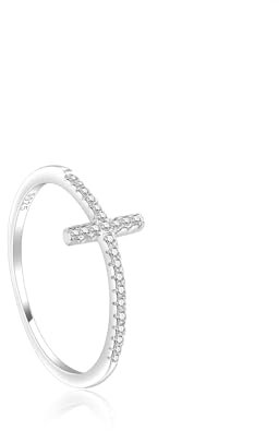Lantine Kreuz Ring 925 Silber Kreuzring mit Zirkonsteinen Damen Ring 57(18.1)