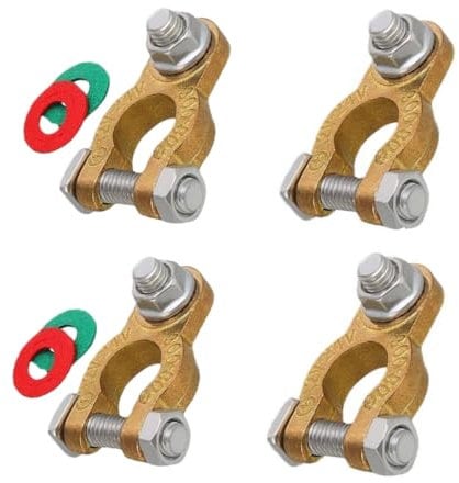 2 Pair Battery Terminal Connectors Universal Bolt Top Post Battery Connectors Clamp Brass Battery Terminals Clamp Set for Motorcycles Cars Ships