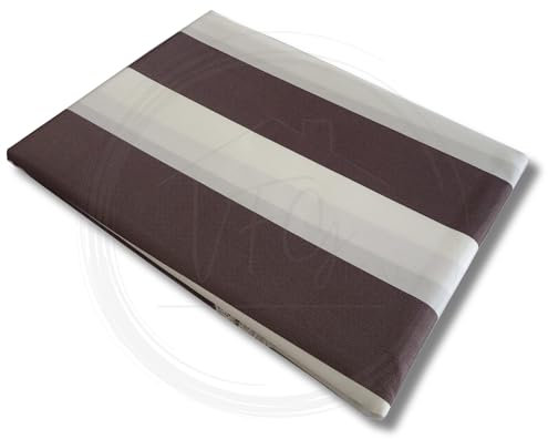 Tenda Sole Strisce Esterno Balcone Terrazzo Veranda Gazebo Portico con Anelli e Ganci per Applicazione, Resistente e Lavabile, 100% Poliestere Durevole, Tinta Righe (Marrone_bianco, 145x250)