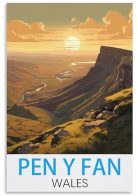 HSAYYIII Pen Y Fan Wales Vintage Travel Poster 08x12inch(20x30cm) Canvas Art Poster And Wall Art Picture Print Bedroom Decor