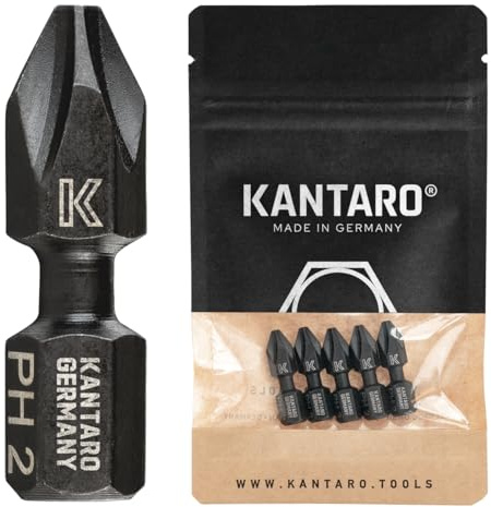 KANTARO 4073 Bit PH2 x 25mm (5 Stück) Made in Germany mit Torsionszone PH Bit für Phillips-Schrauben