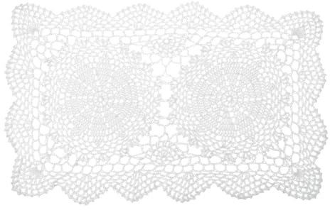 Sourcing Map Handgefertigte Häkeldeckchen, 43,2 x 27,9 cm, Polyester-Baumwolle, Tischsets für Esstisch, Küche, Partys, rechteckig, Weiß