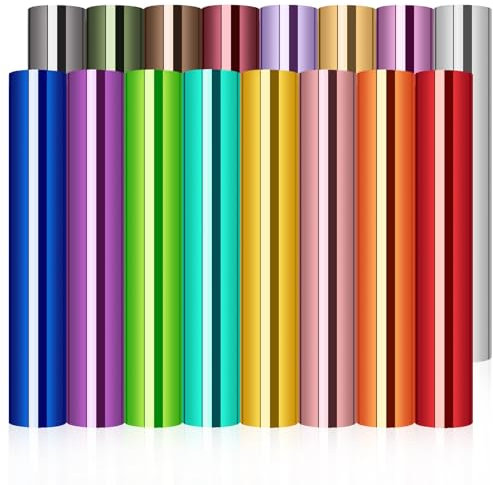 VINYL FROG Metallic Chrome Vinyl 16 Sheets Glossy Permanent Vinyl 12''x12''Foil Adhesive Permanent Vinyl Bundle for DIY Home Decor, Mug, Window, Ceramics, Holiday Party Decal