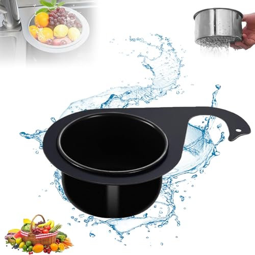 Multi-functional Drain Basket, Siebkorb aus Edelstahl in Schwanenform für die Spüle, Spülbecken Sieb, Abnehmbare Sieb Küche Abflussregal,Waschbecken Filterablage (Schwarz(1pcs))