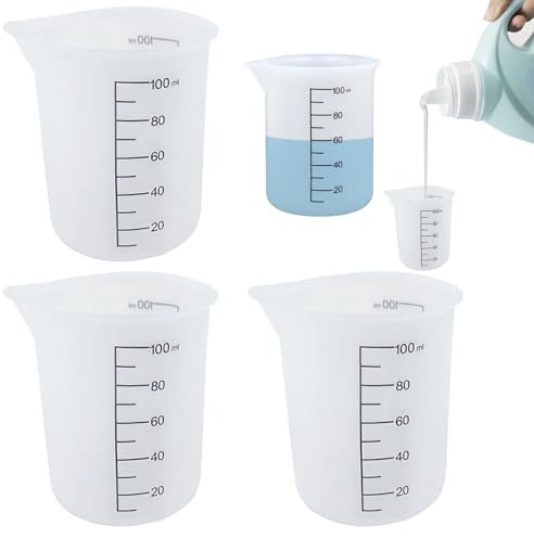 3 Pack Laundry Detergent Cups, Plastic Measuring Cups Laundry Liquid Dosing Measuring Cups Silicone Reusable Washing Measuring Cup Powder Detergent Fabric Conditioner Soap Dispenser for Laundry Room