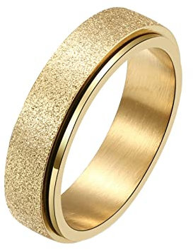 Grewod Stress Ringe, 6MM Damen Edelstahl Gold Matt Spinner Schmuck Ring Anxiety Größe 65 (20.7)