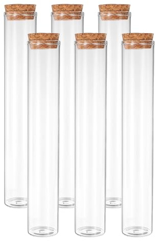 PATIKIL 6 Stück 100ml Reagenzgläser 7 09x1 18 Klar Reagenzglas Behälter | Glas, Flacher Grund, Mit Korken Verschluss, Für Perlen Party Süßigkeiten Badesalz Lagerung Experiment