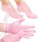2 Pairs Pink Silicone Moisturizing Glove Socks Set,Anti Slip Soft Silicone Socks Glove for Repairing Dry Feet Hand,Silic-one Socks for Moisturising Feet,Reusable Moisturiser So-CKS Glo-ve for Women