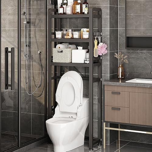 Estante organizador ajustable de 3 niveles para baño, ahorro de espacio, estante de almacenamiento para lavadora sobre el inodoro, lavadora, secadora y secadora de ropa