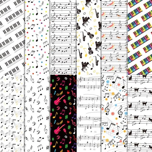 24 Blatt Musiknoten Muster Papier 30,5 x 30,5 cm Musiknoten Scrapbook Papier Block Doppelseitiges Musik Klavier gemustert Dekorative Bastelpapier Musiknoten Taschentuch Scrapbooking Supplies Papiere