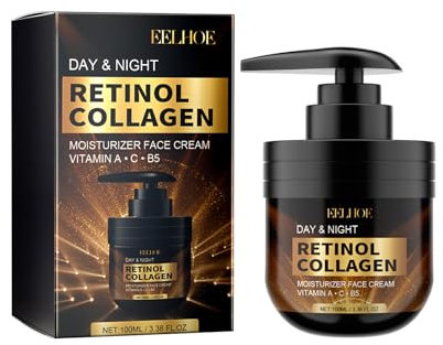 VARKAGE BIO Retinol Creme Hochdosiert + Power Wirkstoffe - Hyaluron, Bakuchiol, Vitamin C,E • Retinal Creme Gesicht- Feuchtigkeitscreme • Gegen Falten, Akne und vergrößerten Poren(100ml)