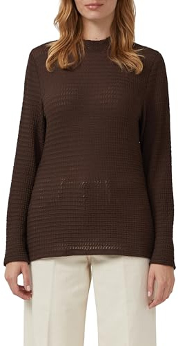 s.Oliver Damen Longsleeve mit Offener Struktur im Slim-fit Langarmshirt mit Stehkragen